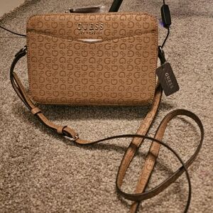 Guess Beige Logo Crossbody Bag
